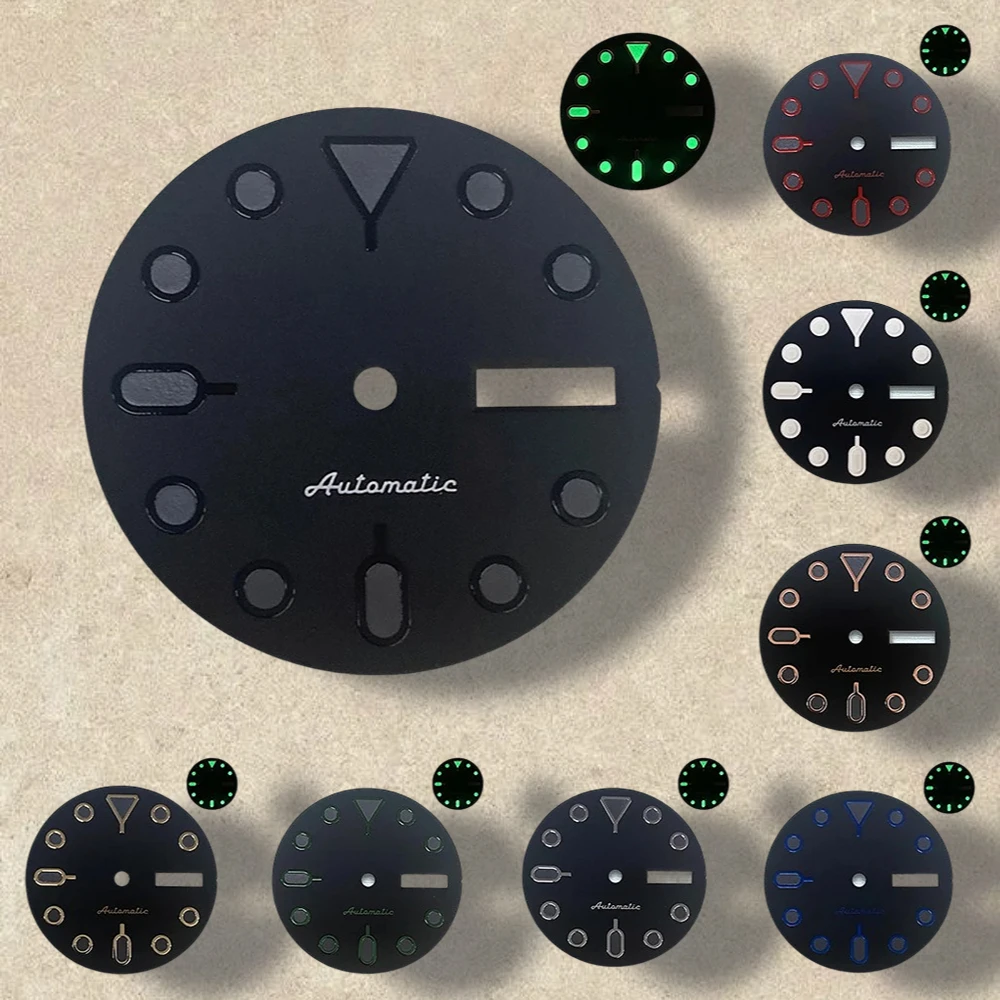 

28.5mm High Quality SKX007 SS Logo NH36 Dial Suitable For NH36 Movement Green Luminous NH35 Watch accessories Watch repair
