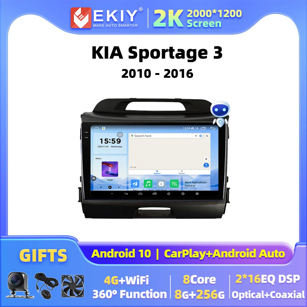 

JUSTNAVI для Kia Sportage 3 2010-2016 Android 10,0 автомобильное радио Carplay видеоплеер основной блок DSP 2 din 4G WIFI мультимедийный проигрыватель