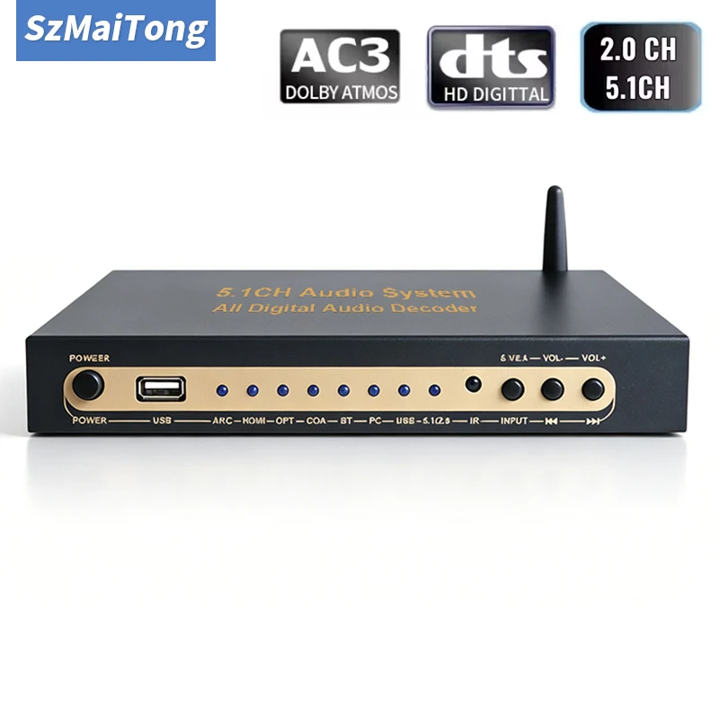 dts ac3 5.1 Audio Decoder converter HDMI-compatible Extractor 4K ARC SPDIF Coaxial Optical PC-USB Soundcard USB player Bluetooth