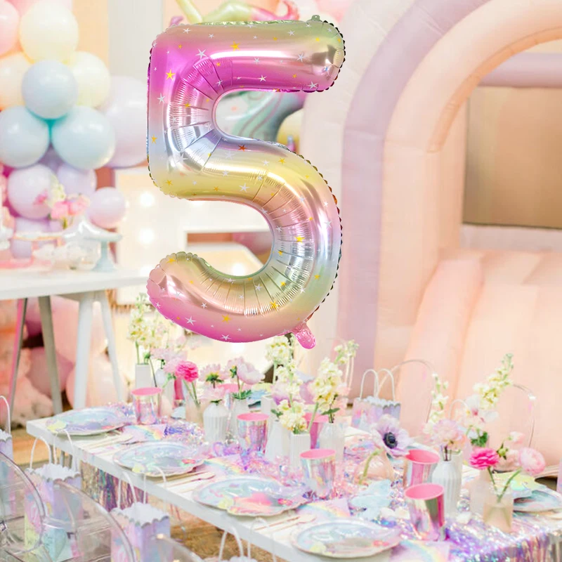 1 قطعة 40 بوصة قوس قزح اللون عدد احباط بالون 0-9 أرقام التدرج بالون رقمي الاطفال حفلة عيد ميلاد زينة بالونات الهيليوم