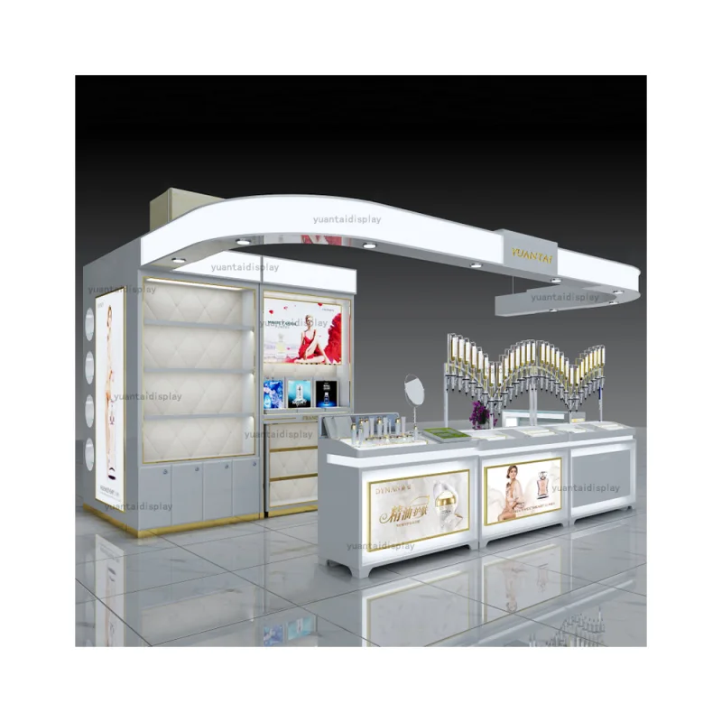 Custom. design perfume kiosk layout decoration mall aroma perfume display stand cabinets