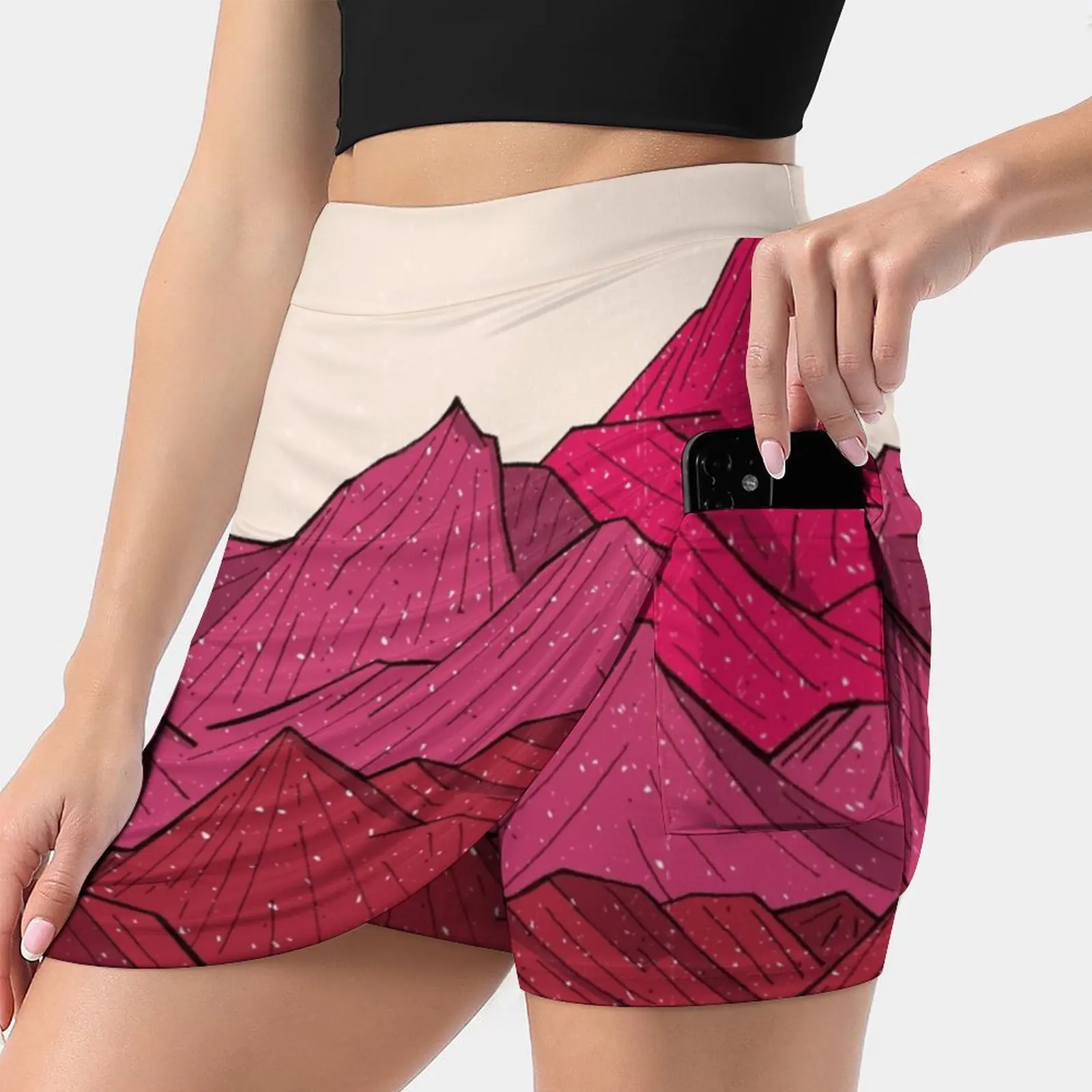 

The Falling Snow And The Mountains Women's skirt Mini Skirts A Line Skirt With Hide Pocket Mountains Hills Peaks Snow Falling