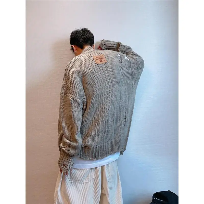 

Men's Oversized Autumn Winter Sweater Jaet Tassel Frayed Vintage Sle Couple's Open Cardigan Long Sve Youth Faion