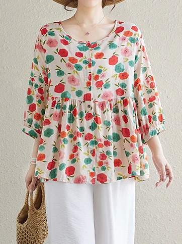 

plus Size Women's Casual Cotton Linen Set Loose Wide Leg Pants Top Bottoms Two Piece Suit Spring Summer Fashion Ensemble