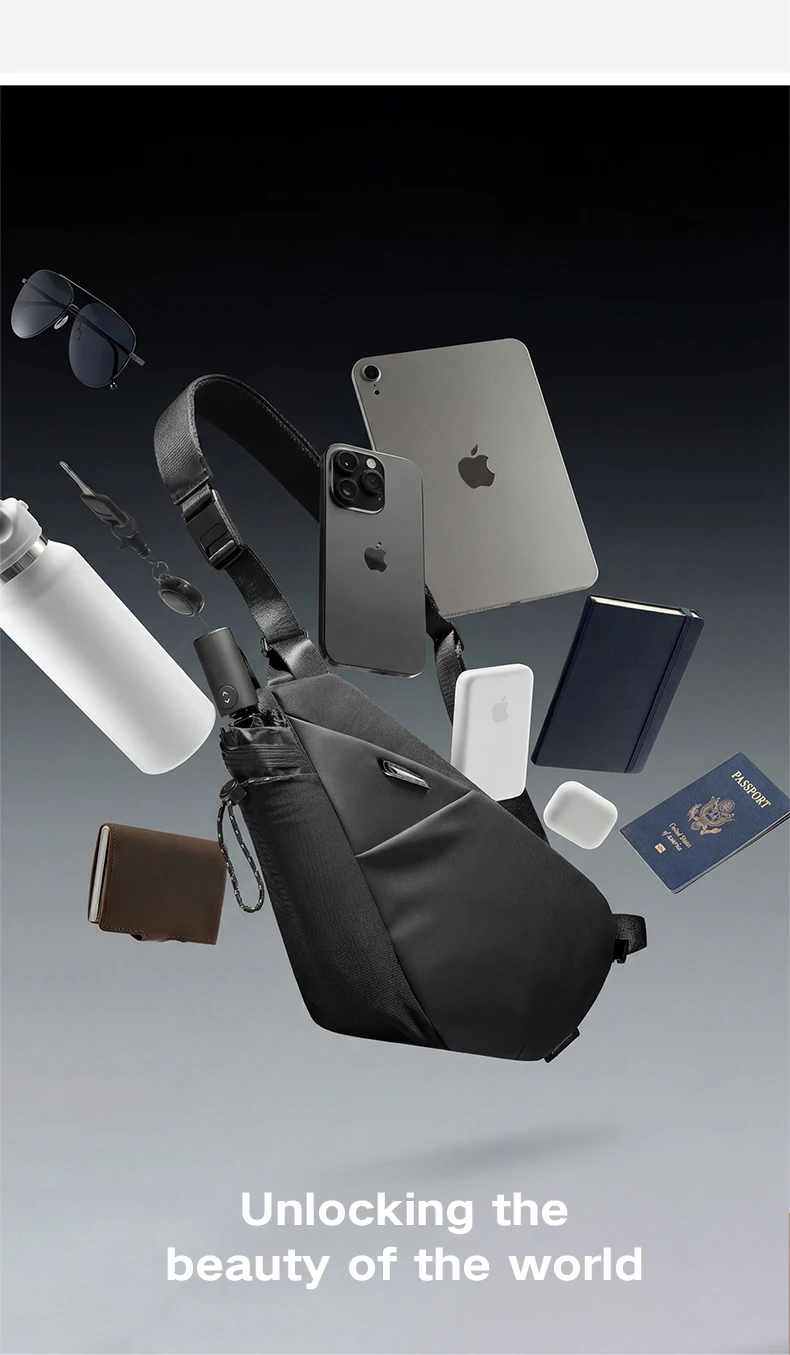 TANGCOOL Herren wasserdichte Sling-Brusttasche mit mehreren Taschen, Umhängetasche mit magnetischer Schnalle für den täglichen Gebrauch im Freien auf Reisen – Detail 3