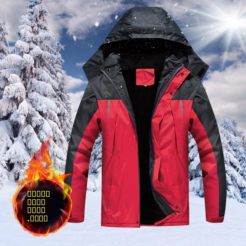 

Men's Winter Thiened Fce Lined Cotton Jaet Loose ort Sle Workwear Warm Oversize Outerwear Cold Proof Zipper Closure