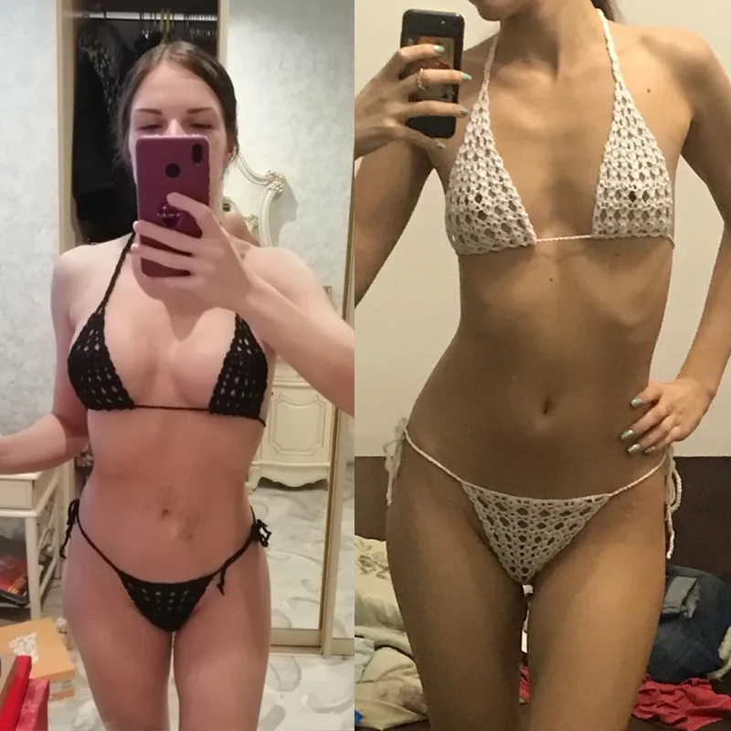 Handmade Crochet Mini Bikini Set for Women Sexy Micro Bikini Designer Swimsuit for Beach Spa Sunbathing Extreme Fit