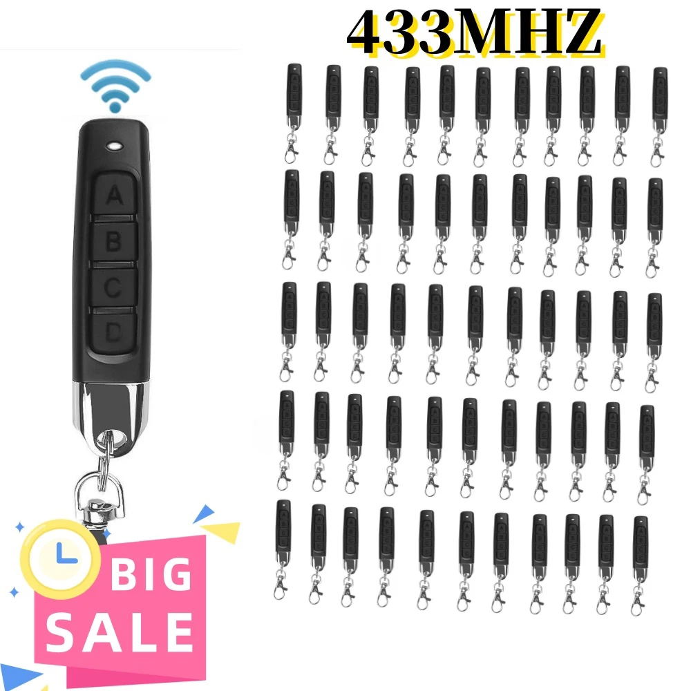 5-30PCS Remote Control 433MHz Car Key Garage Door Gate Opener Remote Control Duplicator Clone Cloning Code 4-Button Transmitter