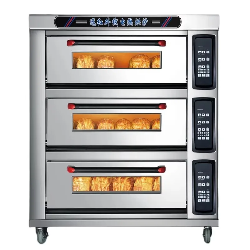 Commercial Electric Oven 19.2kW High Efficiency 3-Layer Large Capacity Adjustable Thermostat Overheat Protection