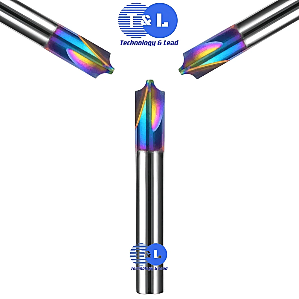 T&L HRC55 Internal R Chamfer Milling Cutter Tungsten Steel Carbide Colorful Coating 4-Flute For Aluminum CNC Machining