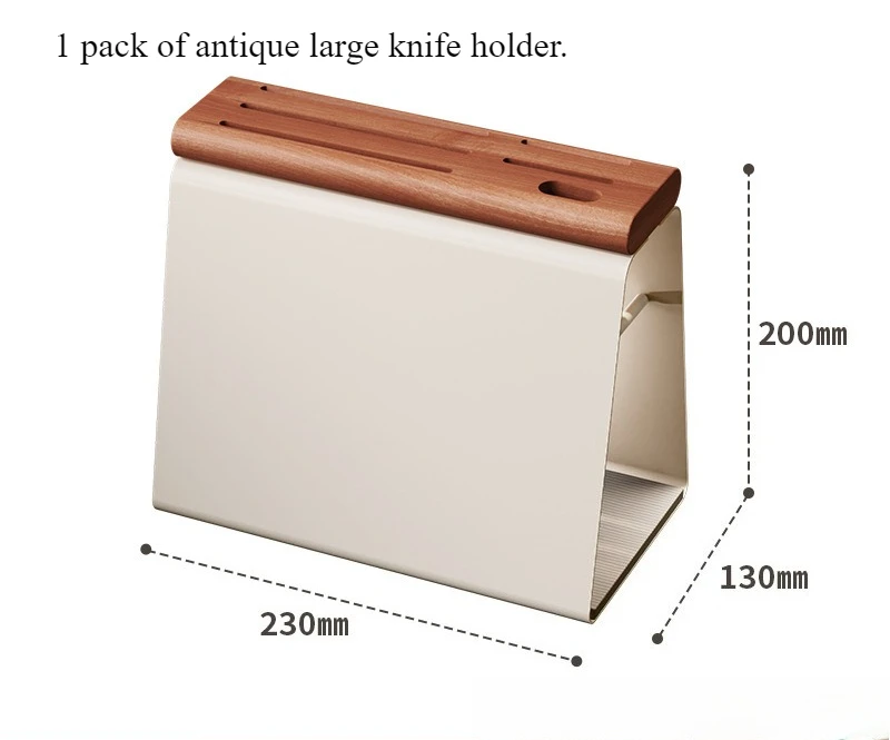 1 Beech Wood Knife Block - Mid-Century Modern Kitchen Counter Organizer, Solid Wood Magnetic Knife Holder for Chef Tools