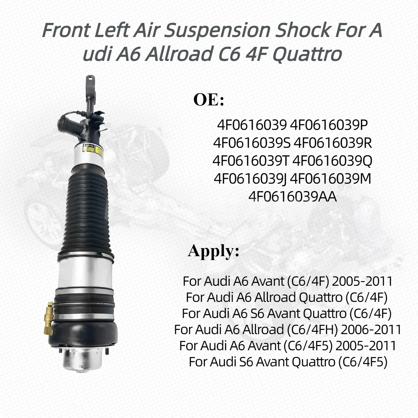 1 Pcs For Front Left Air Suspension Shock For Audi A6 Allroad C6 4F Quattro 4F0616039P 4F0616039S 4F0616039R 4F0616039T