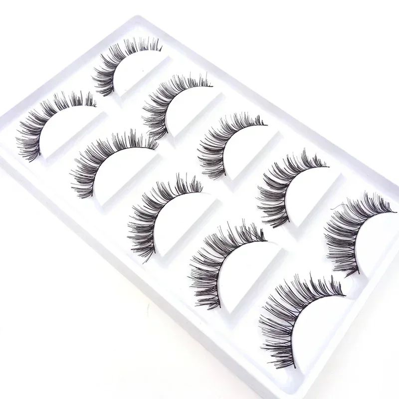 5 par/set de pestañas postizas cruzadas naturales de estilo japonés, múltiples tipos opcionales, herramientas de maquillaje de ojos, juego de pestañas de moda