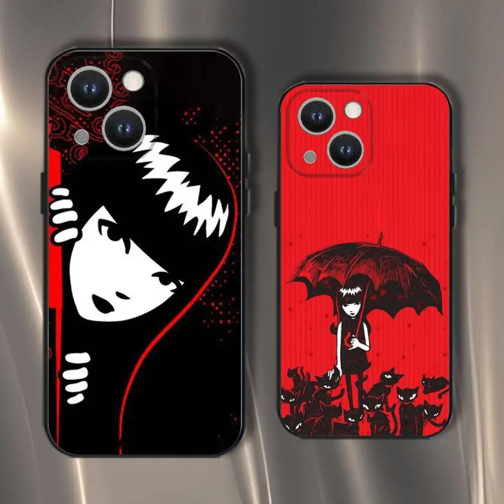 

Comics Emily The Strange Phone Case For iPhone 16,15,14,13,12,11,Pro,XS,Max,XR,Plus,E,SE4,Mini Black Soft Cover