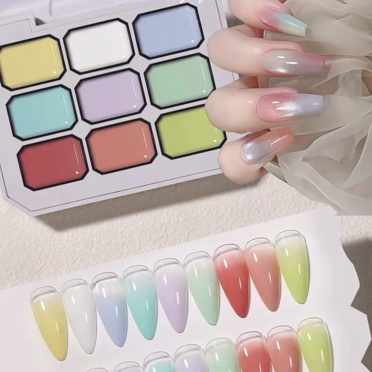 

9-Color Nude Gel Nail Art Kit with Long-Lasting Ombre Effect, Perfect for DIY Manicures and Professional Salons