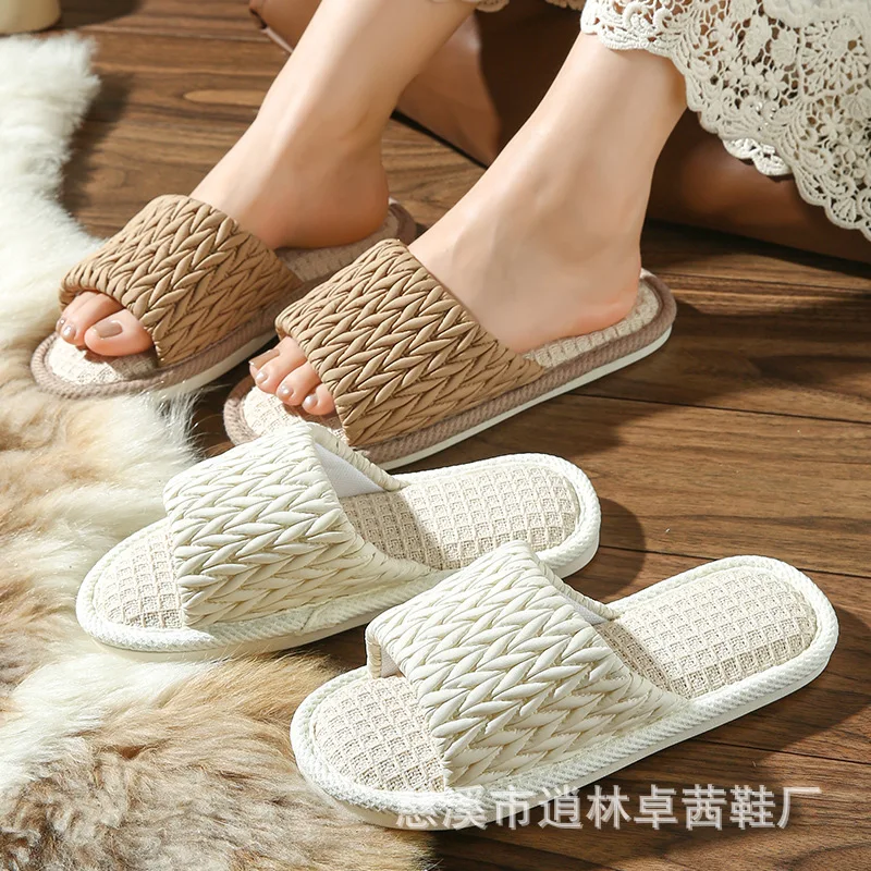 

Slippers Home Indoor Linen Women's Silent Comfortable Breathable New Solid Color
