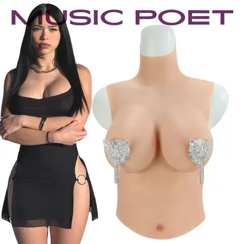 MUSIC POET-Faux Seins en Silicone pour Homme, Demi-Corps, Énormes Seins, Bonnet B/C/D/E/G, Transgenre, Drag Queen, Shemale Crossdress