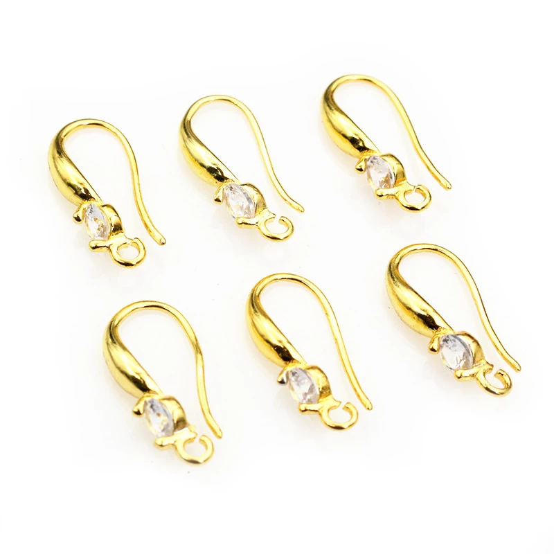 10 szt. 18x8mm z kolczykami z cyrkonią i haczykami druty mosiężny materiał do wyrobu biżuterii akcesoria wykonane ręcznie kolczyki — zdjęcie 6