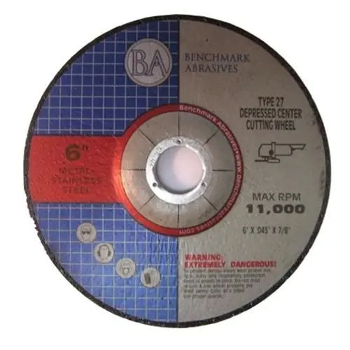 

6 Inch Aluminum Oxide Depressed Center Thin Type 1 Cut Off Wheels, .045" Thick 7/8" Arbor, Angle Grinder Cutting Disc for Metal,
