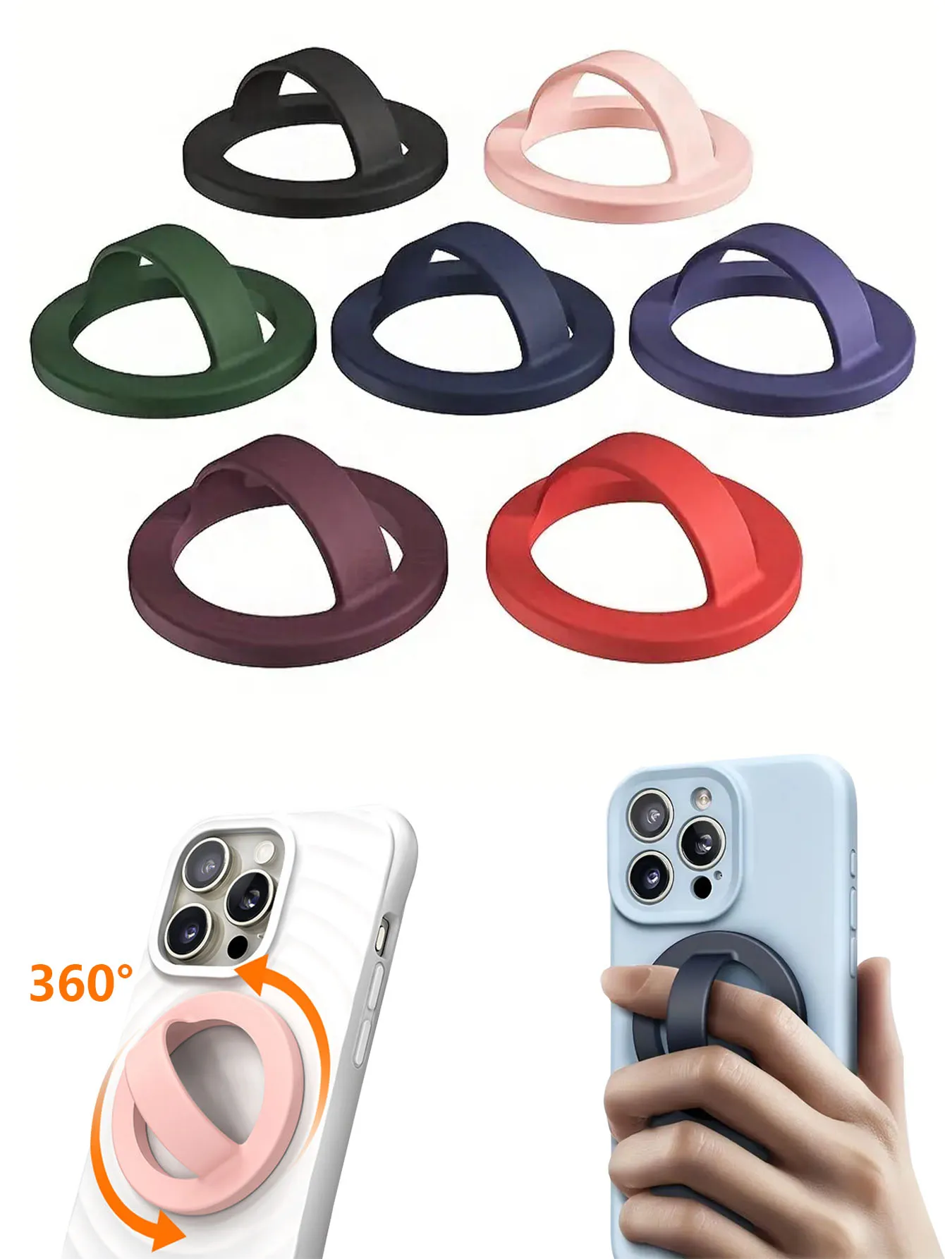1pcs Adjustable Magnetic Silicone Phone Holder Strong Anti-Loss Installation, Fits iPhone 15/14/13/12 Series Easy Install Remove