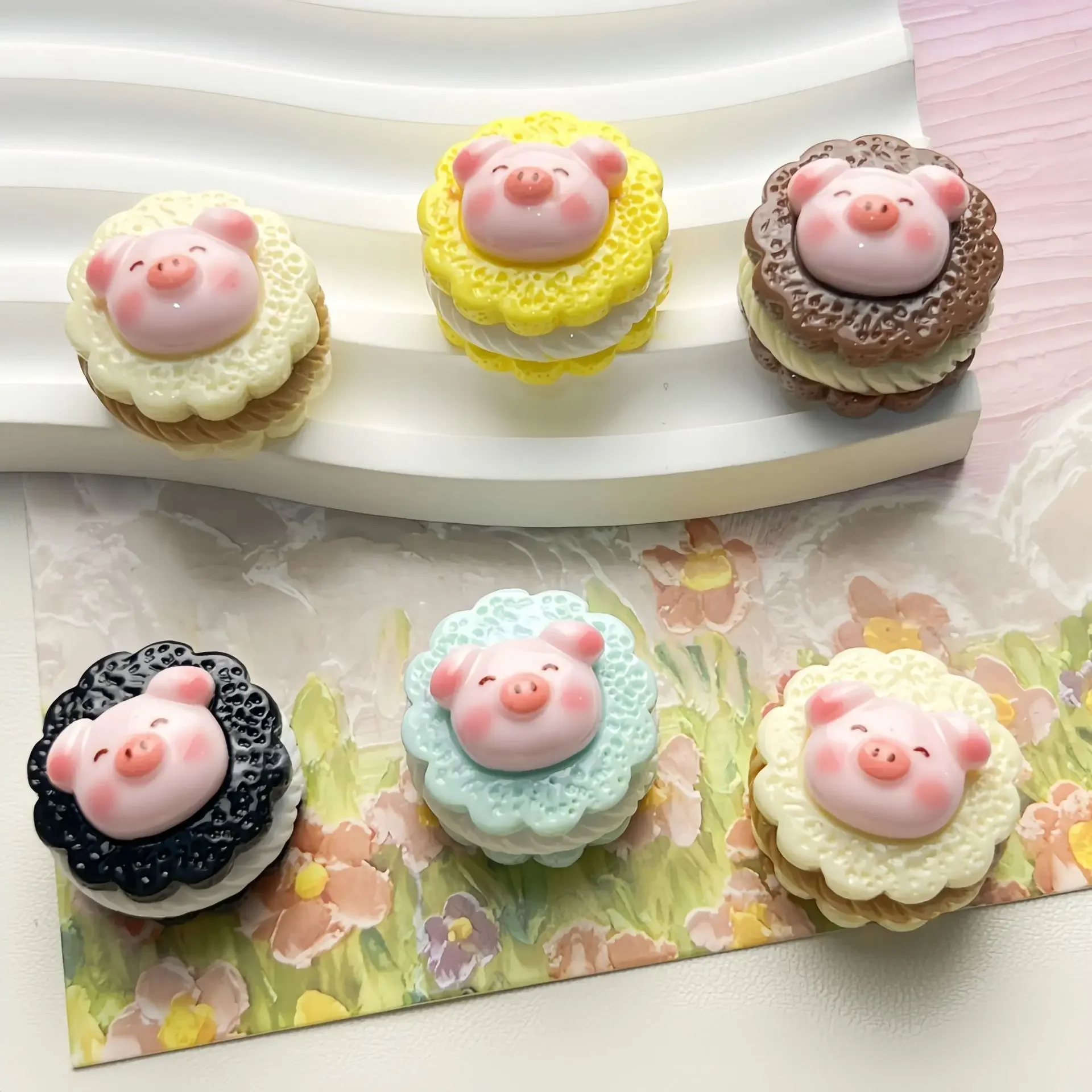 10Pcs 3D Cute Dessert Cake Simulation Food Miniature Model Flatback Resin Cabochon DIY Ornaments Cream Gel Phone Case Beauty
