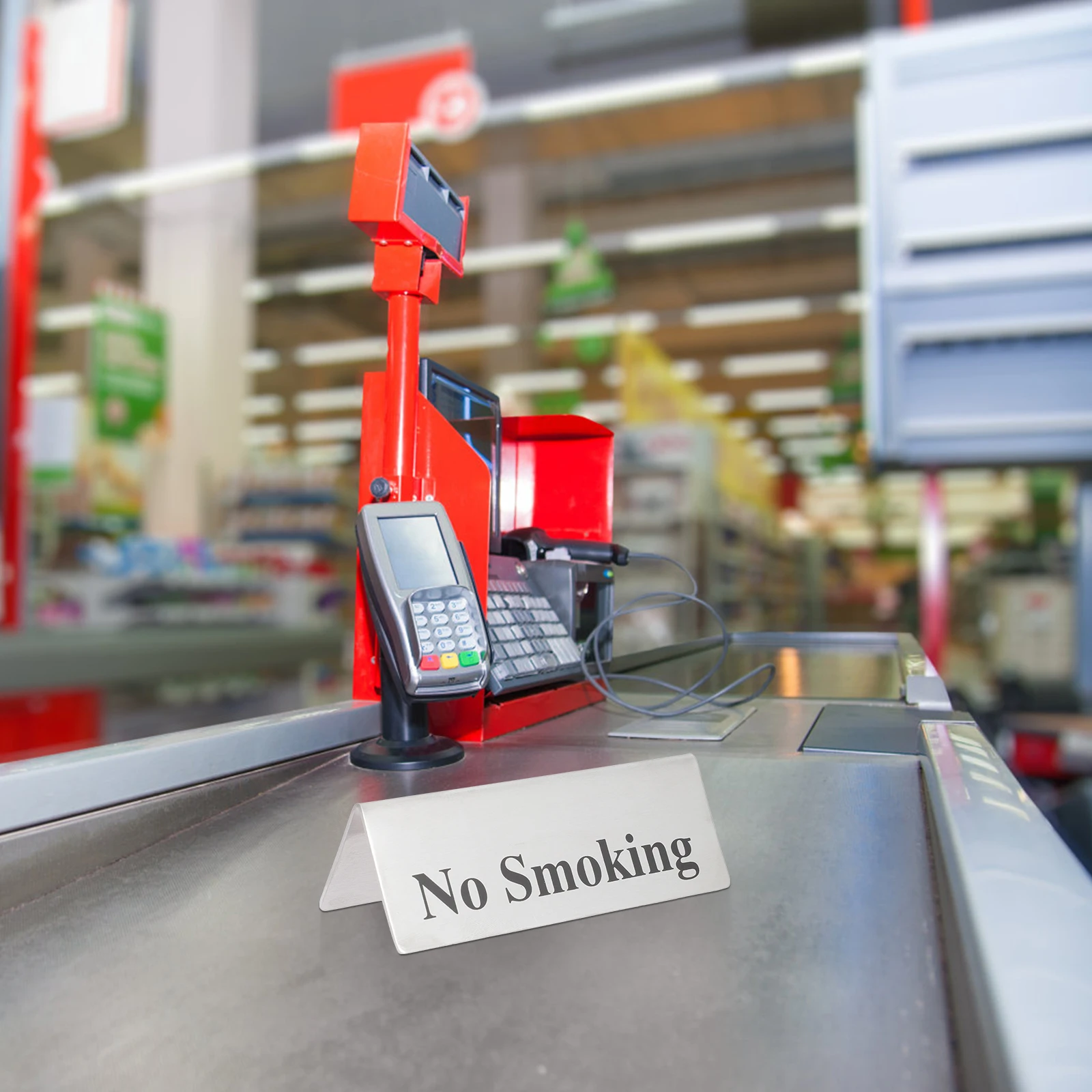

Non Smoking Sign Stainless Steel Double Sided Desk Hotel Office Public Place Safety Traffic Tent Marker No Smoke Indicator