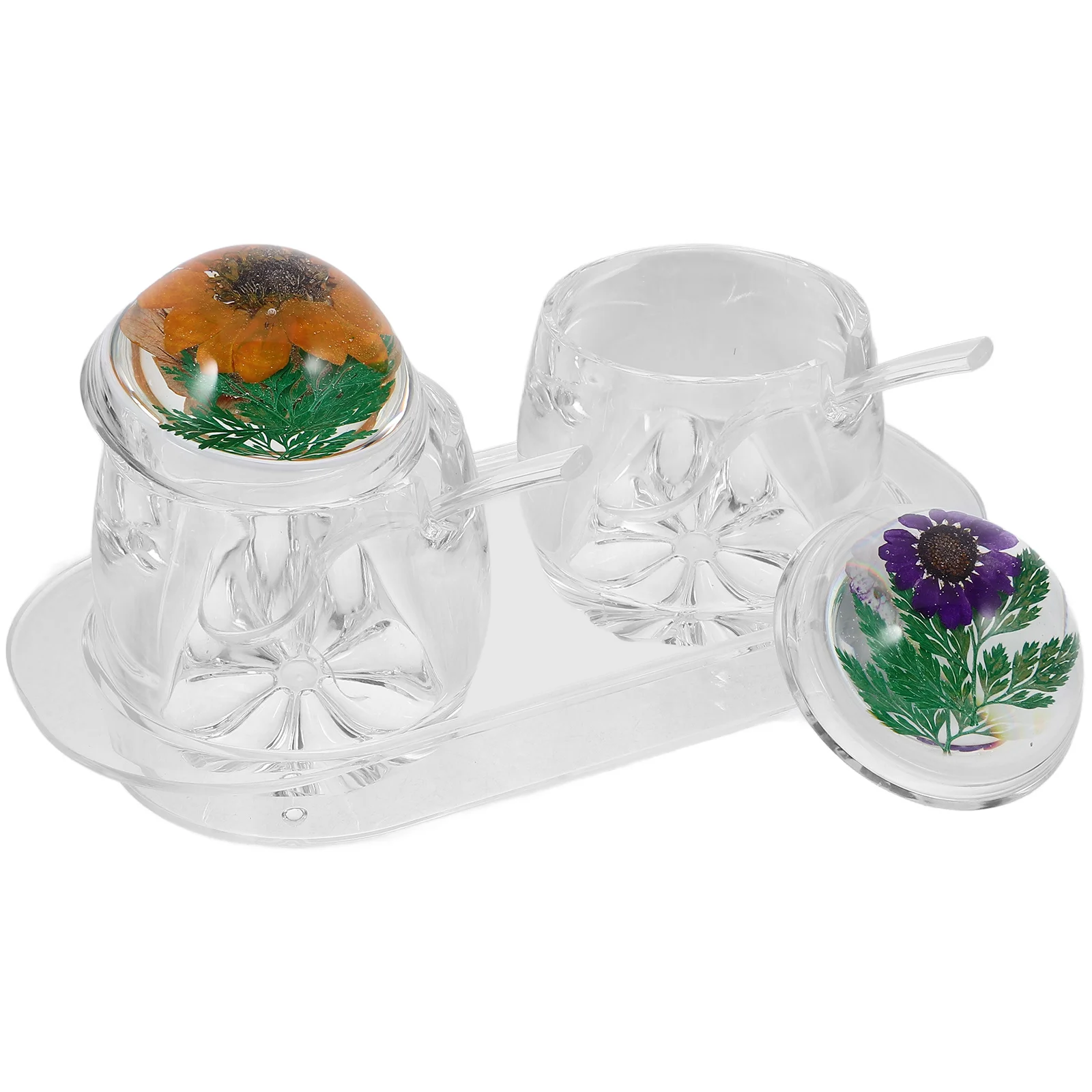 

1 set 1 Set Of Dry Jars Transparent Acrylic Multi-Grid Spice Container Kitchen Organizer For Salt Pepper Sugar