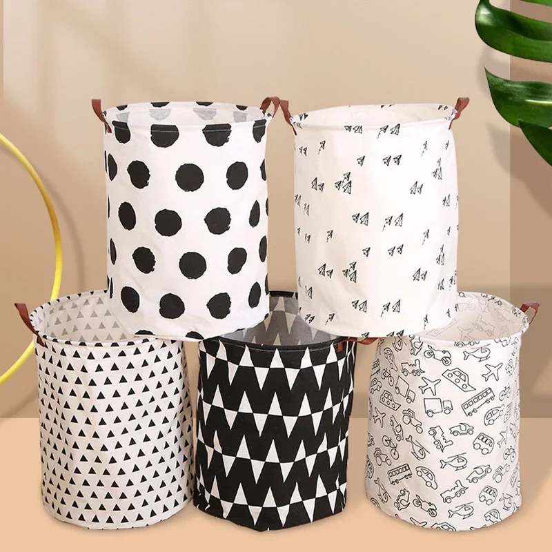 40x50cm סופר גדול סל כביסה עם שרוך עגול בגדים מלוכלכים צעצועי מתקפל דלי נגד אבק גדול אחסון חבית סל