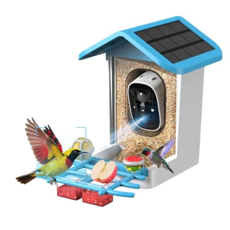 

Bird Feeder with Camera 2K Smart BirdCamera with Solar Powered AI Identify Birds Species Instant Arrival Alerts 2.4Ghz WiFi Bir