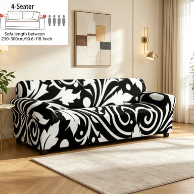 Blue White Porcelain Cover, Black White Wave Vine Cover, Yellow Herringbone Sofa Cover, Classic Blue Floral Single Cover.
