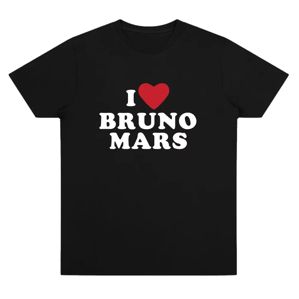 I Heart Bruno Mars Soft Tee Bruno Mars Merch T-shirts Women Men Casual Cotton T-Shirt O-Neck Short Sleeve Basic Tees Daily Wear