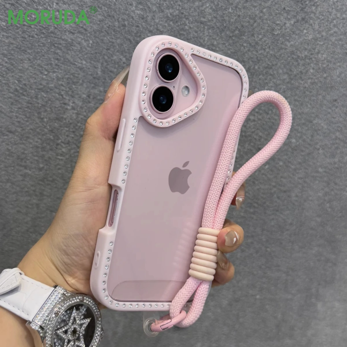 Bling Diamant Transparente Hülle für iPhone 16 ProMax 14 15 Plus 11 12 13 ProMax 16 Pro mit Handgelenkschlaufe, Mädchen-Geschenk, Glänzende Abdeckung