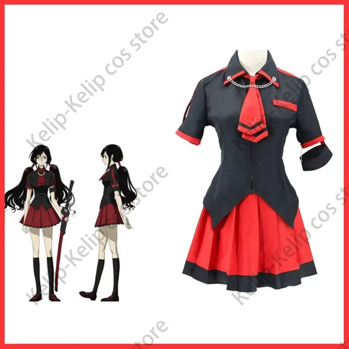 Anime Blood-C Kisaragi Saya Cosplay Costume Wig Black JK Uniform Skirt Adult Woman Sexy Carnival Halloween Sailor Suit