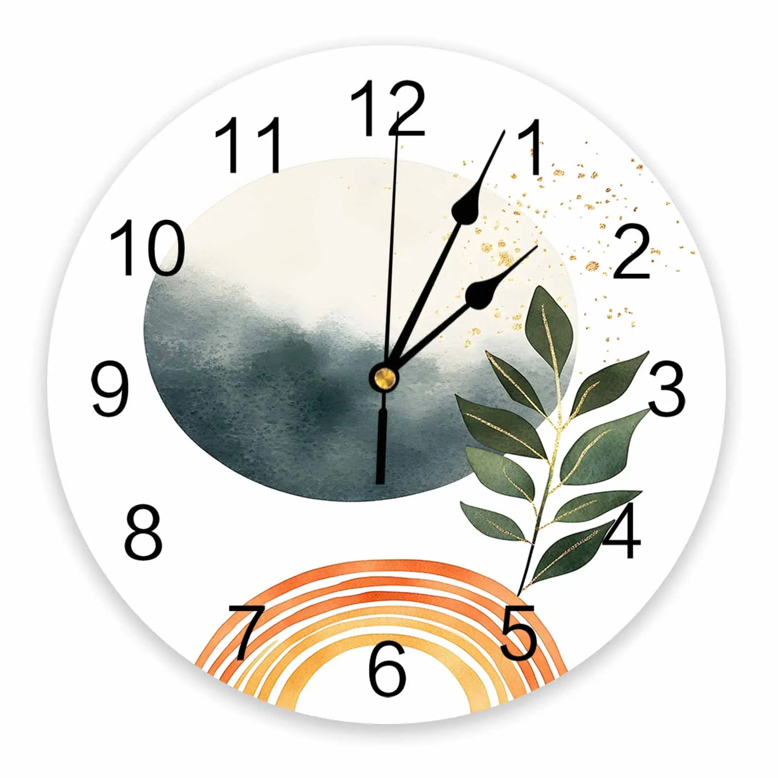 

Ретро простые линии листья живопись часы настенное украшение дома подростковая комната спальня декор для гостиной настенные часы