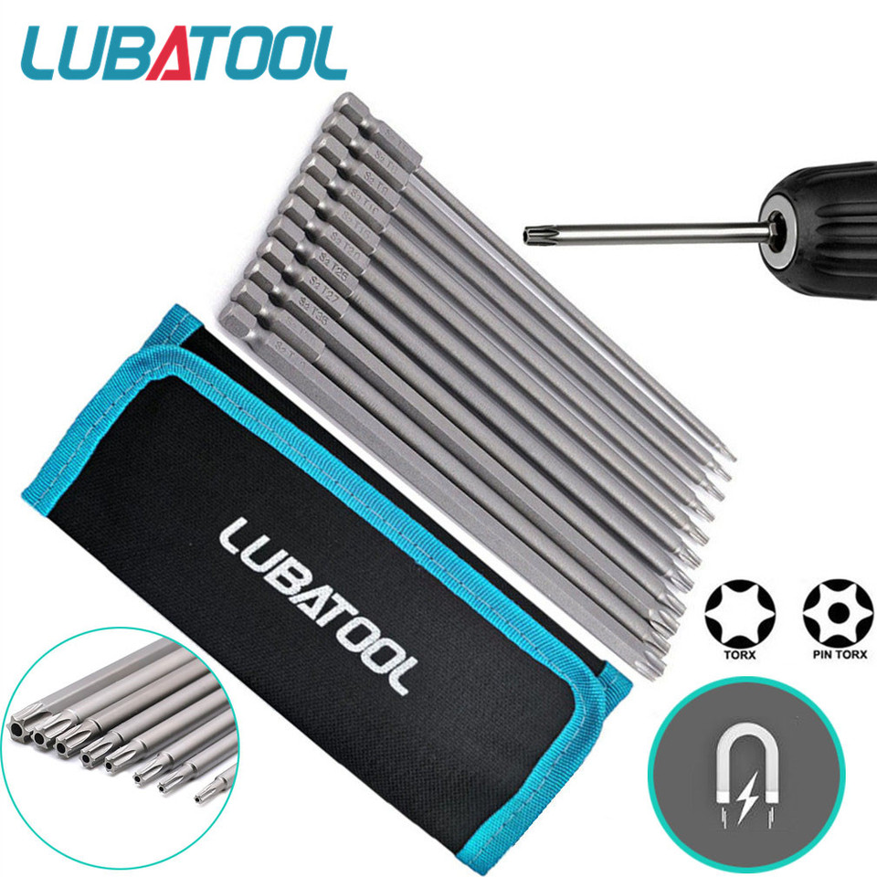  8/11Pcs S2 Torx Screwdriver Bit Set Bag 1/4'' Shank Hex Wind Electric Drill Batch Head Screw Wrench Magnetic Star Repair Tool 