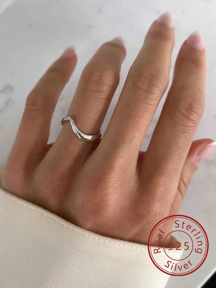 

Простое минимализм из стерлингового серебра 925 пробы, изогнутое кольцо с небольшим радиусом для женщин, обручальная вечеринка, повседневная одежда, высококачественные ювелирные изделия