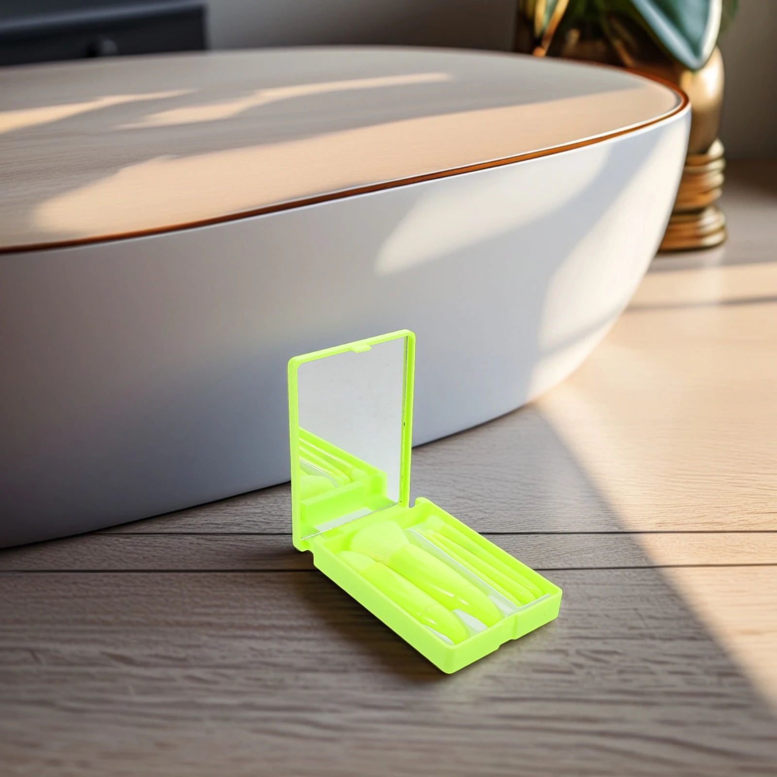 

Набор из 5 кистей для макияжа, мини-портативное дорожное зеркало, предметы первой необходимости для женщин, тени для век, пудра, тональный крем, румяна, компактная косметика