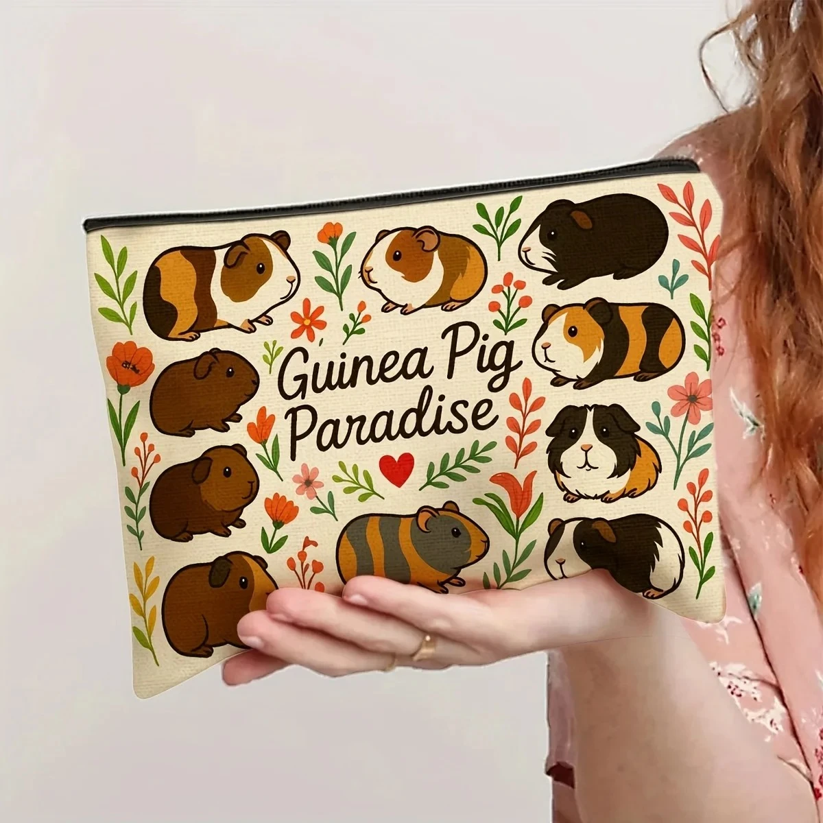 A Guinea Pig Paradise Makeup Bag - Women's Cute Multifunctional Zipper Pouch, Jewelry Storage Bag