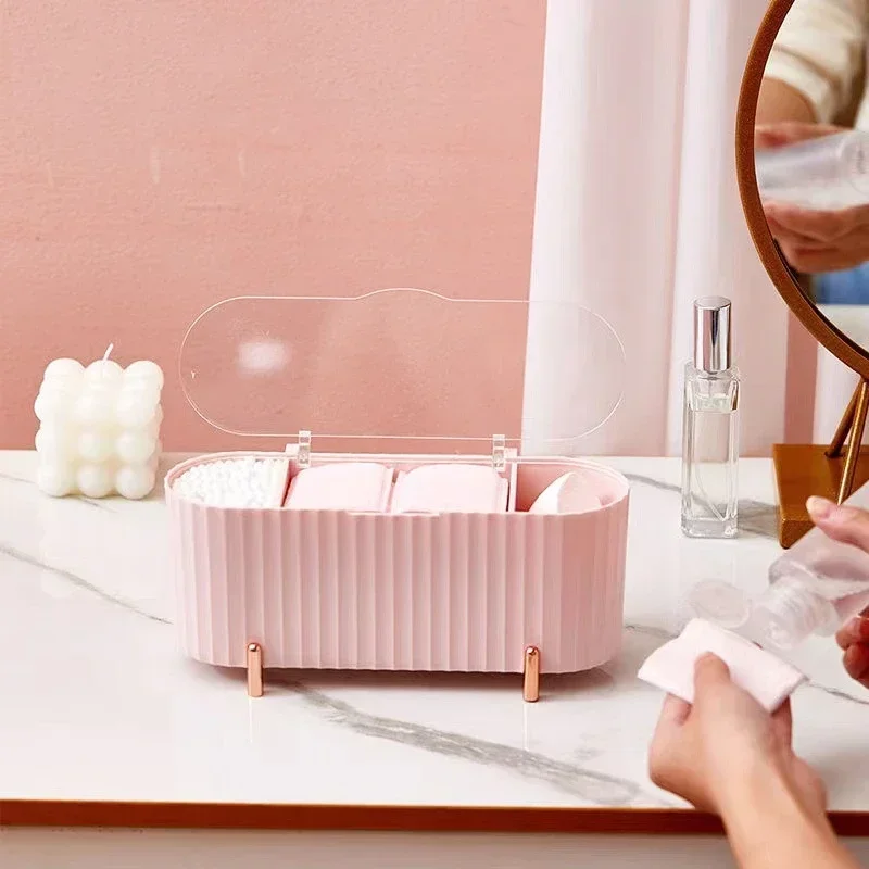 

Desktop Makeup Brushes Transparent Cotton Pads Beauty Egg Organizer Cosmetic Organizer Cotton Swabs Storage Case