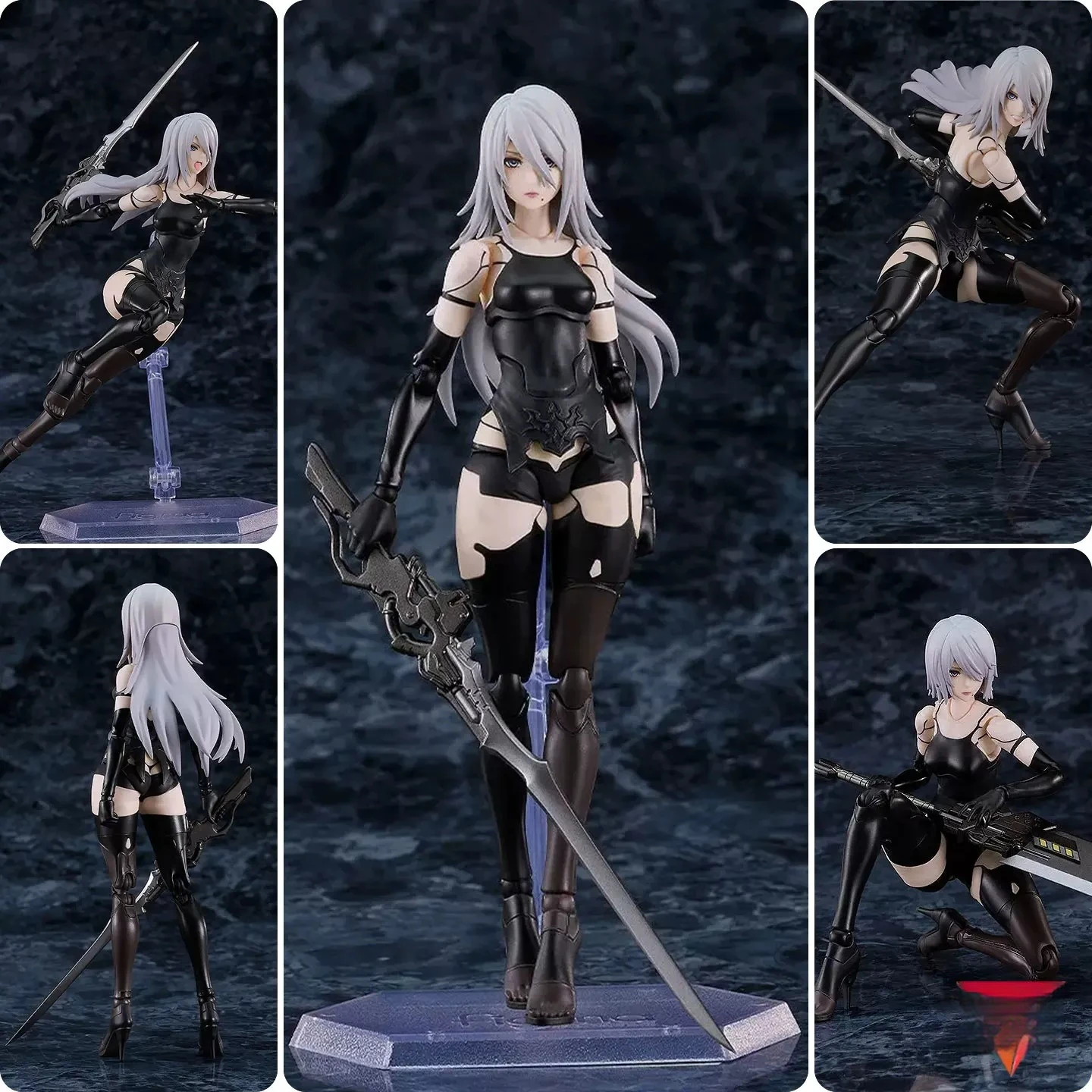 Silberhaarige Bewegliche Actionfigur mit Schwarzem Outfit und Waffenzubehör, PVC-Sammlerstück, Anime-Puppe, Spielzeug, Schreibtischdekoration, Geschenk