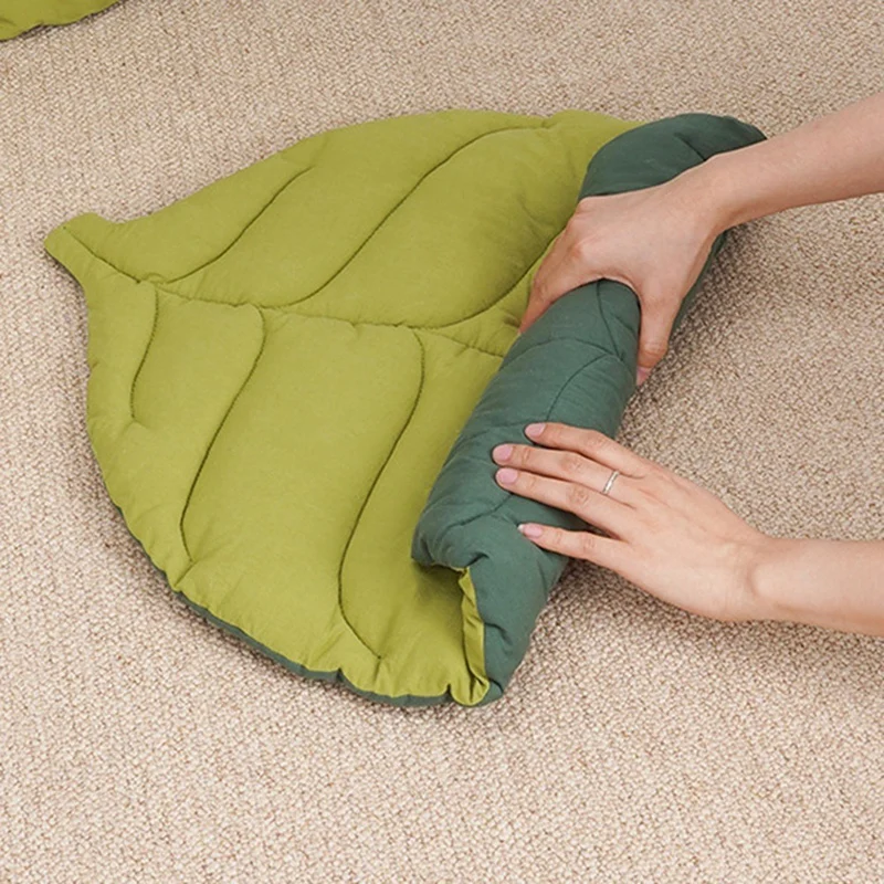 Leaf Mat Soft Cute Floor Rug Crawling Mat Blanket For Kids Double Sided Use Sleep Pad Autumn Winter Home Decor