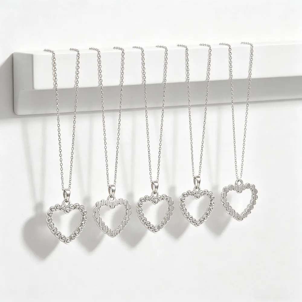 10pcs Silver Color Siny Full Rhinestone Crystal Peach Heart Charms Pendant For DIY Necklace Jewelry Accessories image 5