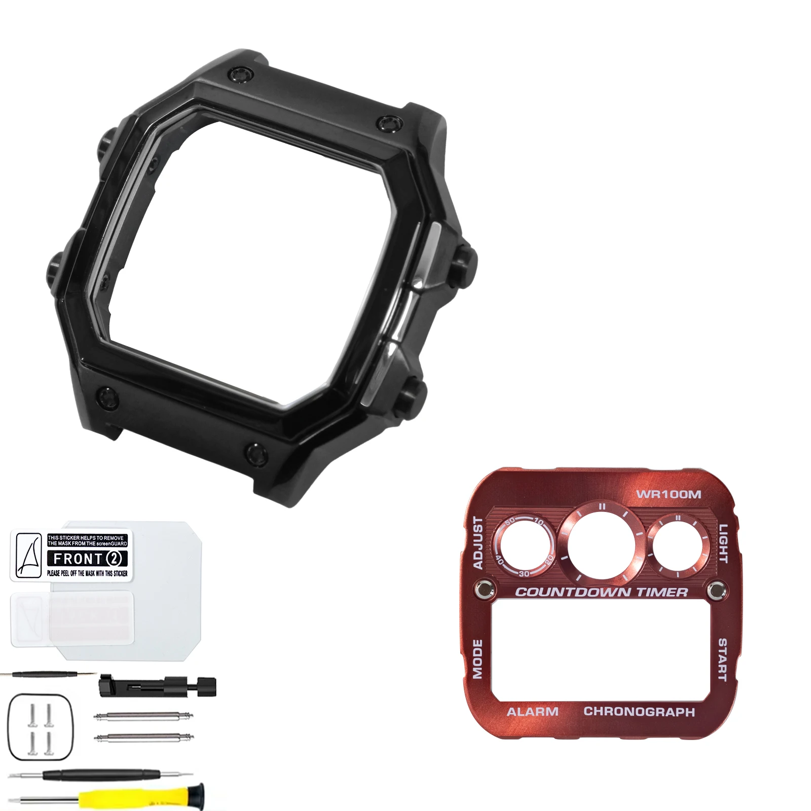 Royale Series Modification Kit 316L Stainless Steel Matte Black Watch Case Metal Faceplate Replacement Parts Fit Casio AE1300
