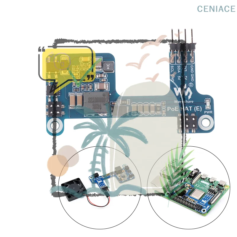 

Waveshare PoE HAT (E) Mini for Raspberry Pi 4B/3B+/3B, 5V 2.5A Power Over Ethernet Network Adapter