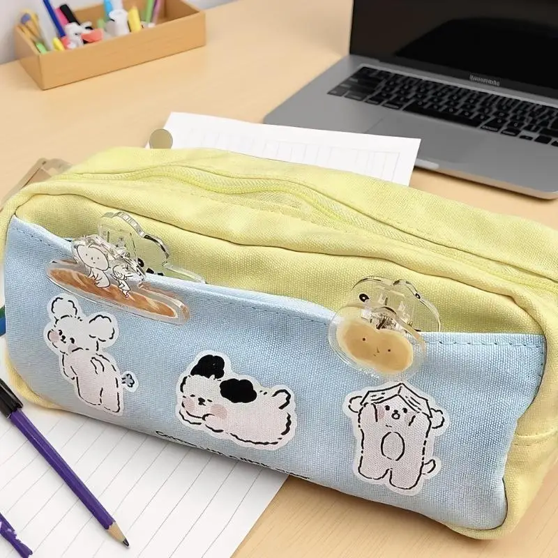 جرو طباعة سستة حقيبة أقلام رصاص متعددة الوظائف القرطاسية حالة لطيف حقيبة التخزين للطلاب اللوازم المدرسية سعة كبيرة #4