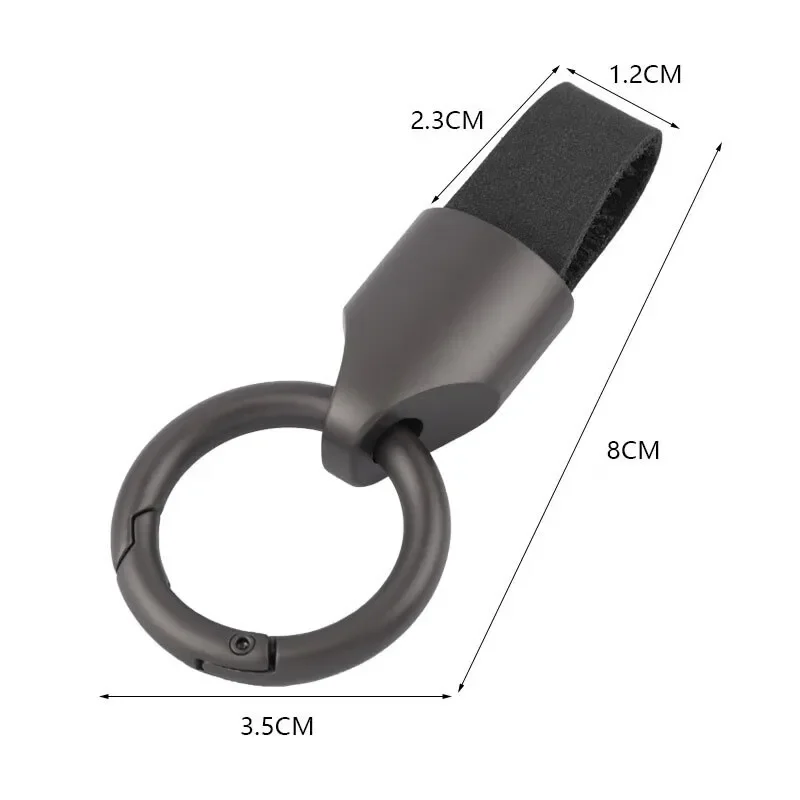 Cowhide Leather Keychain Durable Leather Key Ring Buckle Carabiner Car Pendant Key Holder Luxury High-end Car Key Accessory image 6