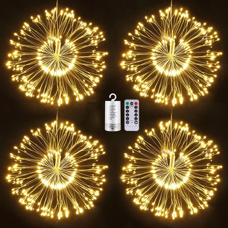 8 Modi Vuurwerk Licht 120/180 Led Koperdraad Kerst Fee Licht Buiten Starburst Licht Voor Bruiloftsfeest Tuin Decor