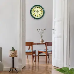 10inch Singing Wild Bird Wall Clock Green Frame Room Decoration for Outdoor Enthusiast