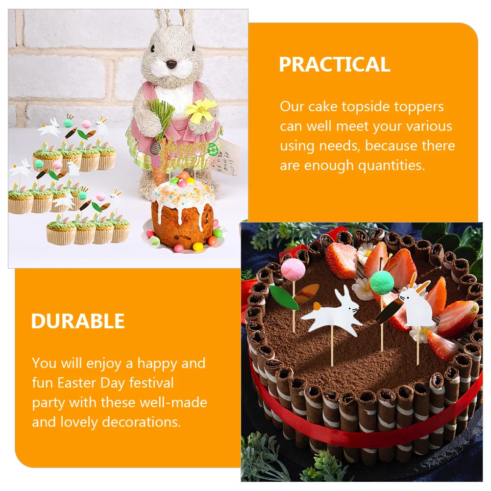 

24Pcs Easter Cake Toppers DIY Dessert Picks Creative Cake Insert Party Decorations Easter Day Supplies Cupcake Picks