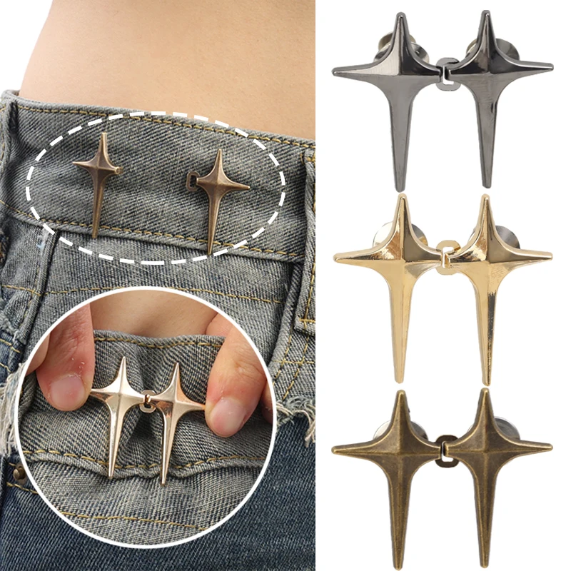 

Jean Waist Brooches Buckle Adjustable Star Metal Jeans Detachable Waist Button Tightener Pin Reusable Reduce Waist Snap Fastener